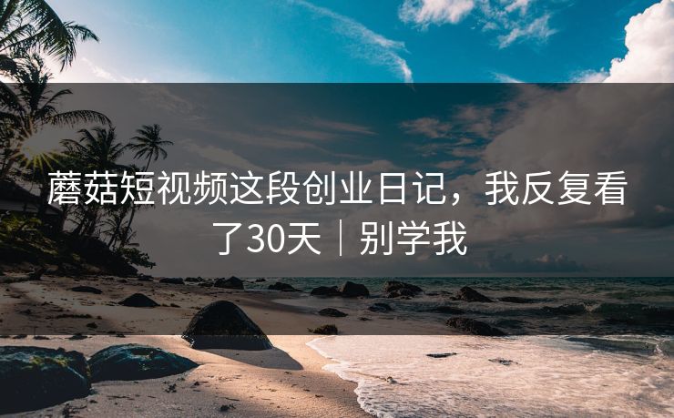 蘑菇短视频这段创业日记，我反复看了30天｜别学我
