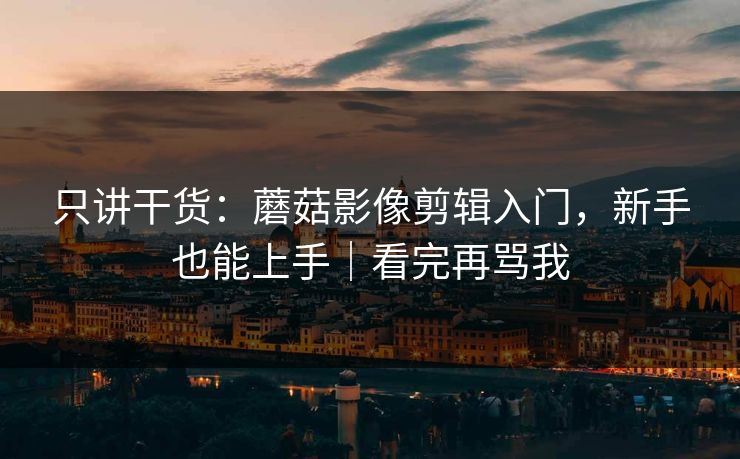 只讲干货：蘑菇影像剪辑入门，新手也能上手｜看完再骂我