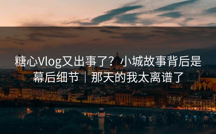 糖心Vlog又出事了？小城故事背后是幕后细节｜那天的我太离谱了